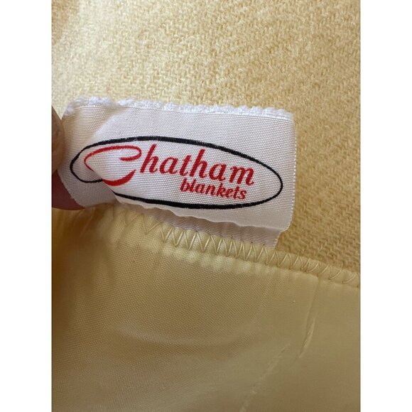 Vintage Chatham Twin Wool Blanket With Satin Trim Yellow - Picture 3 of 4